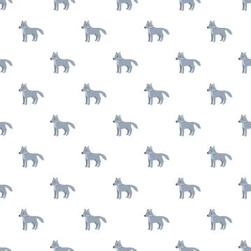 Grey wolf repeating pattern on white background イラスト素材