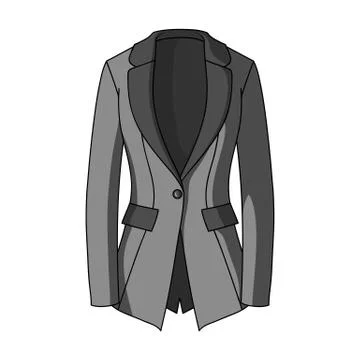 Grey Women's jacket with pockets. Work austere style.Women clothing single icon Stock Illustration