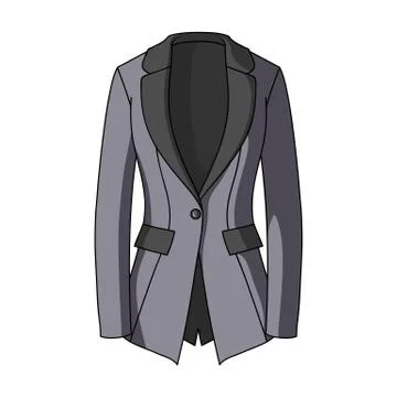 Grey Women's jacket with pockets. Work austere style.Women clothing single icon Stock Illustration