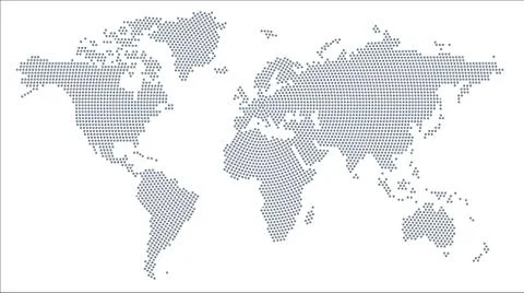 Grey World Map Radial Dot Pattern style Illustrazione stock