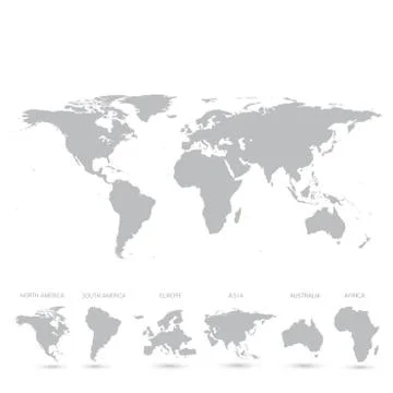 Grey World Map vector Illustration Stock Illustration