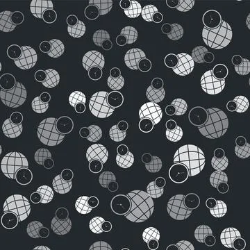 Grey World time icon isolated seamless pattern on black background. Clock and Stock Illustration