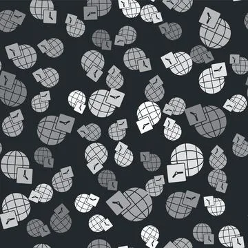 Grey World time icon isolated seamless pattern on black background. Clock and Stock Illustration