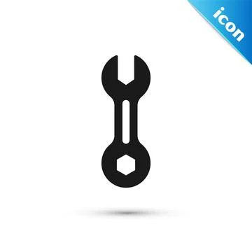 Grey Wrench spanner icon isolated on white background. Vector Stock Illustration