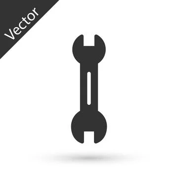 Grey Wrench spanner icon isolated on white background.  Vector Stock Illustration