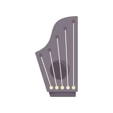 Grey zither with strings lying on white background Stock Illustration