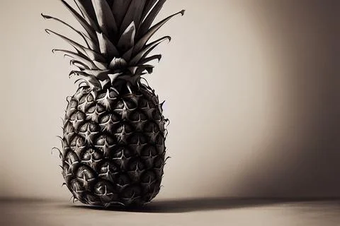 Greyscale 3D rendering of a pineapple 스톡 일러스트
