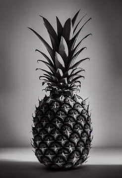 Greyscale 3D rendering of a pineapple 스톡 일러스트