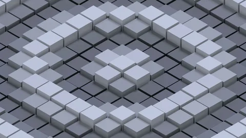 Greyscale abstract seamlessly waving field of cubes. Stock Footage 87268019