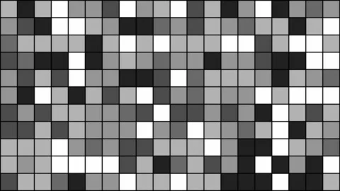 Greyscale Animated Grid of Changing Square Tiles with Seamless Loop Vídeos de archivo 315179396