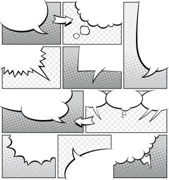 Greyscale Comic Book Page Template Stock Illustration