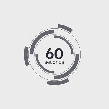 Greyscale tech segmented HUD circular countdown seconds Stock Illustration