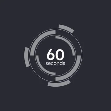 Greyscale tech segmented HUD countdown timer on dark background Stock Illustration