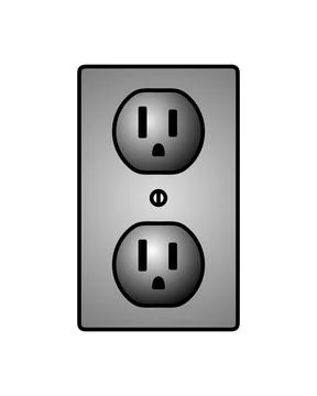Greyscale US Power Outlet Socket Illustration Stock Illustration