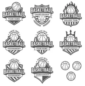 Greyscale Vector Basketball logos Stock Illustration