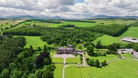 Greystoke Castle from a drone, Greystoke, Penrith, Cumbria, England Stock Footage 244834169