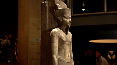 Greywacke Statue of Pharaoh Thutmose III in the Luxor Museum Stock Footage 337514509