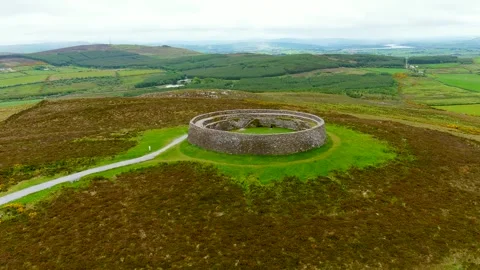 Grianan of Aileach, ancient drystone ring fort, Inishowen, Co. Donegal, Ireland 스톡 동영상 248141998