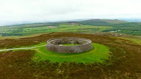 Grianan of Aileach, ancient drystone ring fort, Inishowen, Co. Donegal, Ireland Stock Footage 248299215