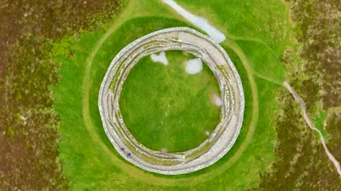 Grianan of Aileach, ancient drystone ring fort, Inishowen, Co. Donegal, Ireland Видео 248805667