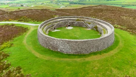 Grianan of Aileach, ancient drystone ring fort, Inishowen, Co. Donegal, Ireland 스톡 동영상 248805989
