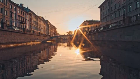 Griboyedov canal at evening Stock Footage 89768188