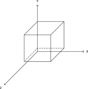 Grid 3D Wireframe Cube Coordinate System Axis Line Art Element Stock Illustration