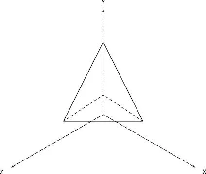 Grid 3D Wireframe Pyramid Coordinate System Axis Line Art Element Stock Illustration