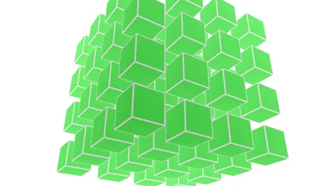 Grid of 4x4 Cubes Oscillating 4 Square Boxes Stock Footage 139740332