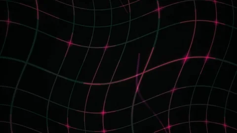Grid Abstract Background with Vibrant Red and Green Wavy Lines in Dynamic M.. Stock Footage 343724044