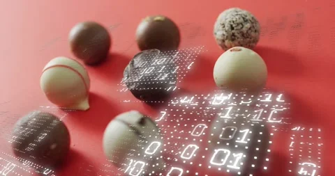 On grid activation chocolate cluster undergoing binary scanning highlighting Stock Footage 317835420