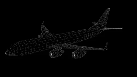 Grid airplane rotate on black. Video stock 302730951