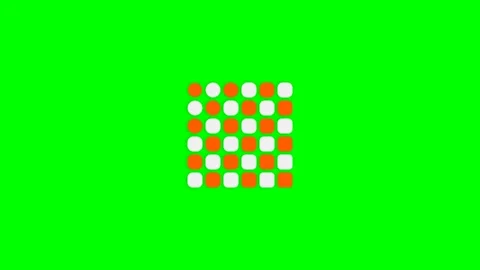 A grid of alternating orange and white rounded squares on a green background Stock Footage 340903385