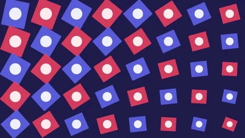 A grid of alternating red and blue tilted squares with centered white dots Vídeos de archivo 338309628