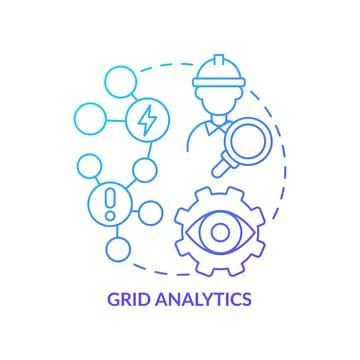 Grid analytics blue gradient concept icon Stock Illustration