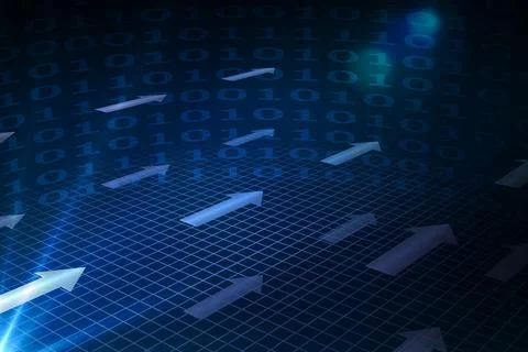 Grid and arrows on black background Stock Illustration