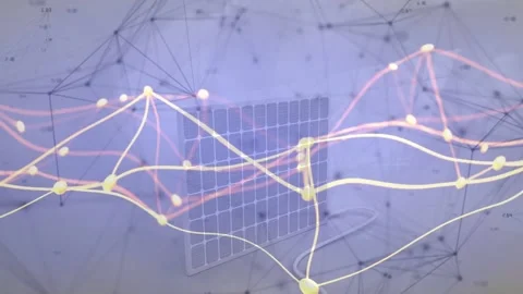 Grid and cable responding to input signal to visualize data flow in technology, Stock Footage 333965483