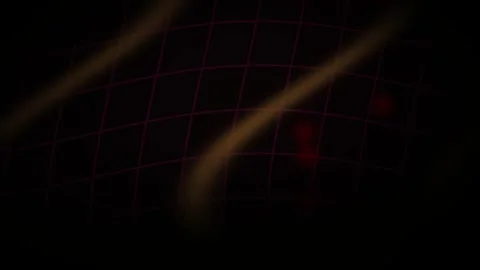 Grid Animation with Glowing Red Dot and Golden Light Trails on Dark Backgroun Stock Footage 343724555