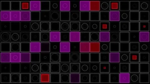 Grid animation with many squares and radial shapes with blinking. Like dance Stock Footage 281456361