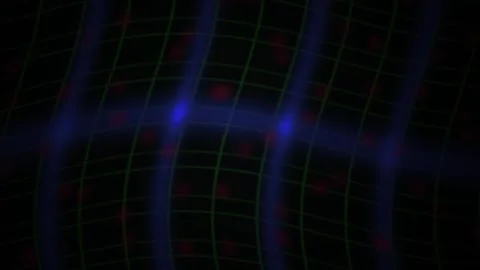 Grid Animation Showing Wave Motion with Blue Glowing Lines and Red Dots on .. Stock Footage 343724668