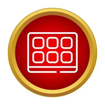 Grid app menu icon in red button 스톡 일러스트
