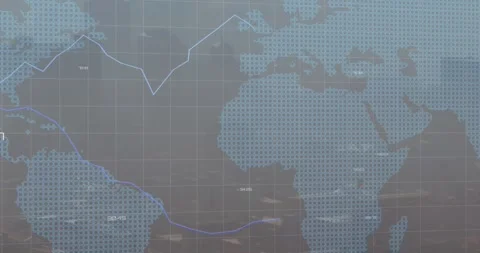Grid appearing, data visual growing bars, drawing trend lines, forming dotted Stock Footage 328233635