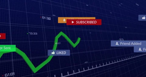 Grid appearing, green line drawing, subscribe buttons and elements popping, Stock Footage 311224980