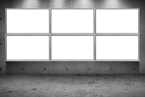 Grid array of advertising billboard led panel on concrete wall building stree Fotos de archivo