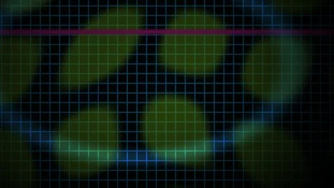 Grid Background with Glowing Green Shapes and Pink Data Dots in Motion Stock Footage 343724946