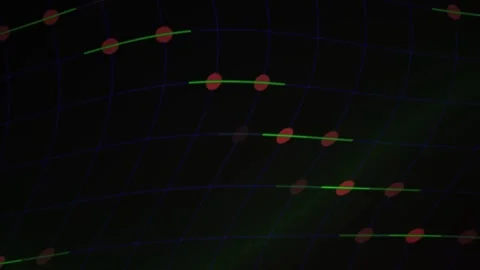 Grid Background with Red Dots and Green Lines for Abstract Technology and S.. Stock Footage 343725251