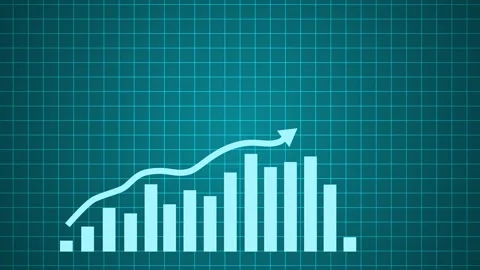 Grid Background with Upward Trend Graph Chart Animation, Grid background wi.. Stock Footage 304264658