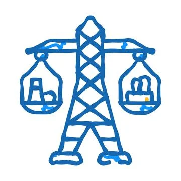 Grid balancing energy icon doodle illustration Stock Illustration