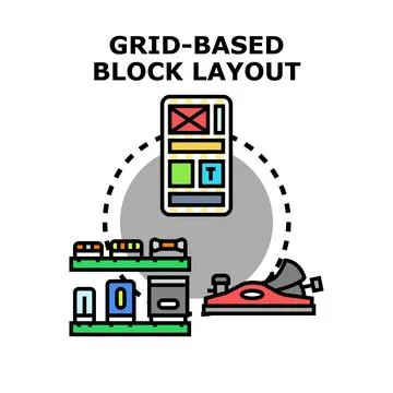 Grid based block layout concept for responsive web design Stock Illustration