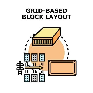Grid based block layout structure development Illustrazione stock